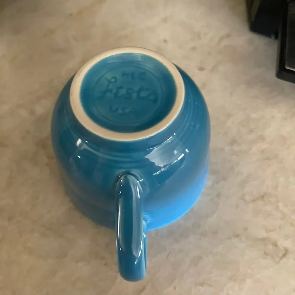 Fiesta ware teacup peacock blue retired color. Great for Hot chocolate
